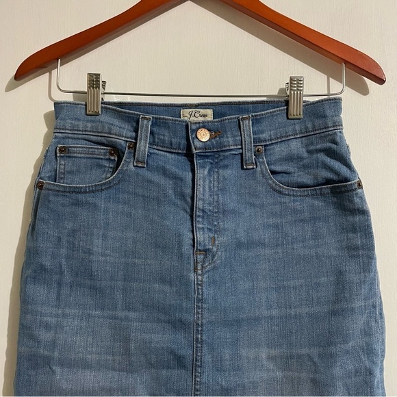 J. Crew Frayed Raw Hem Denim Pencil Skirt size 26 - Picture 2 of 10